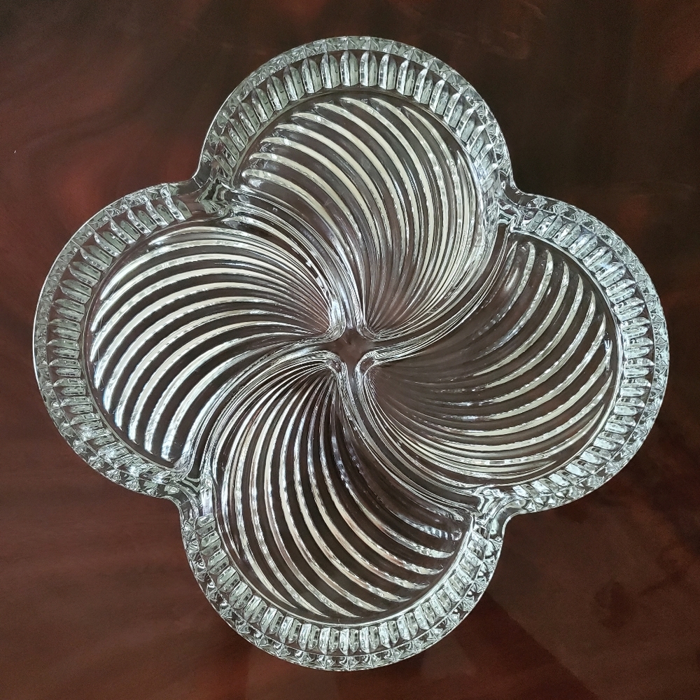 Vintage 4-section Clear Glass Vintage Platter